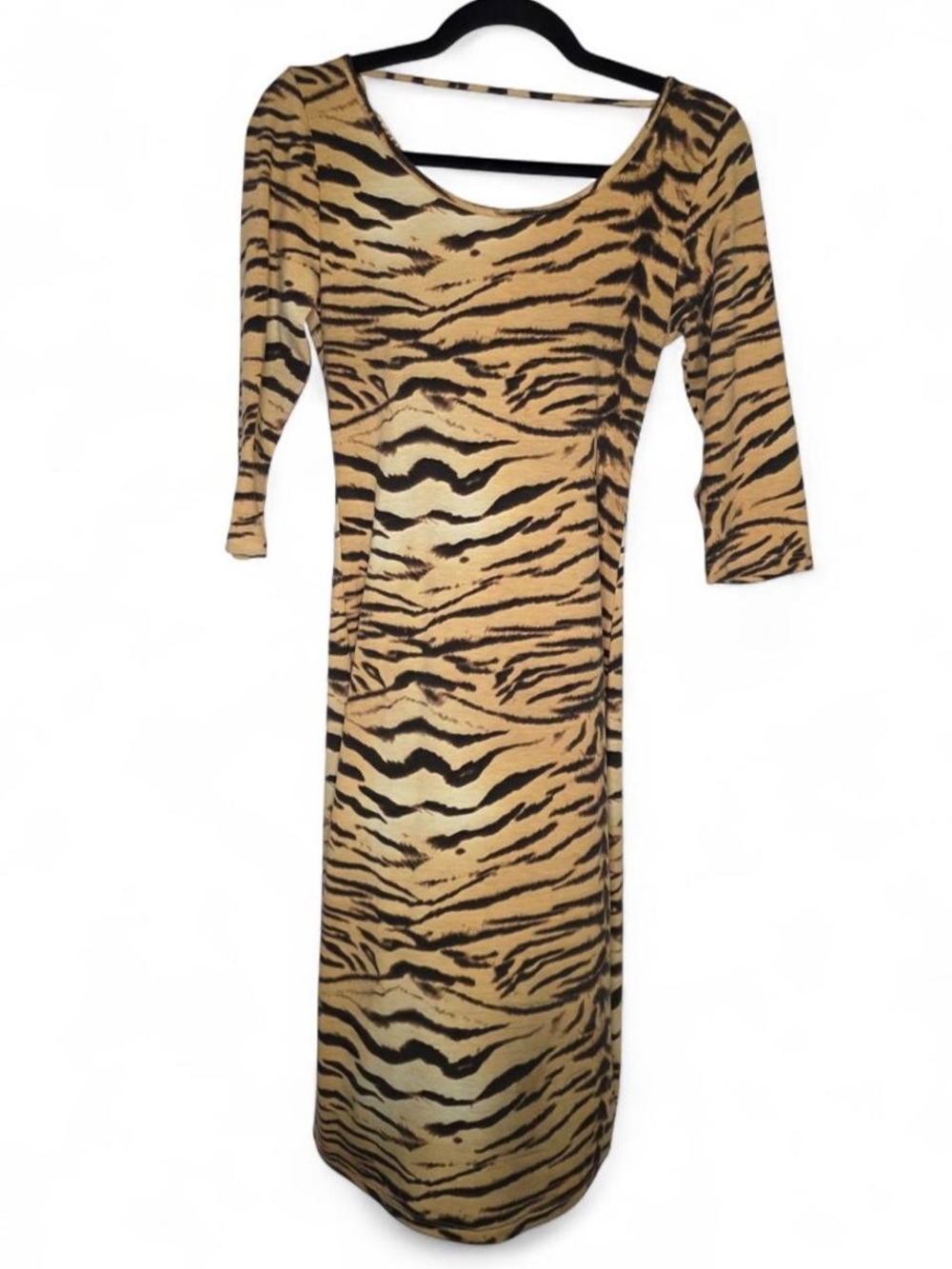 Chesley Tiger-Print Midi Dress in Tan and Black
